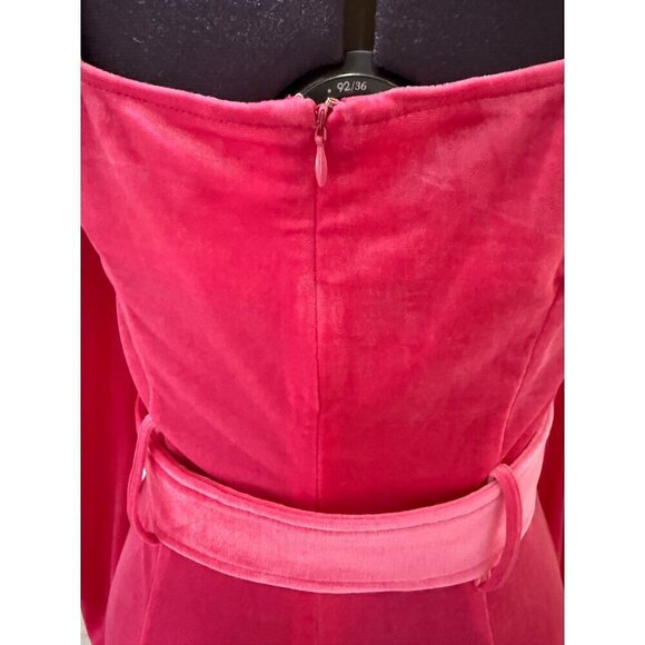 Blu Pepper Velour Belted Bodycon‎ Mini Dress Hot Pink Size L - Picture 13 of 14